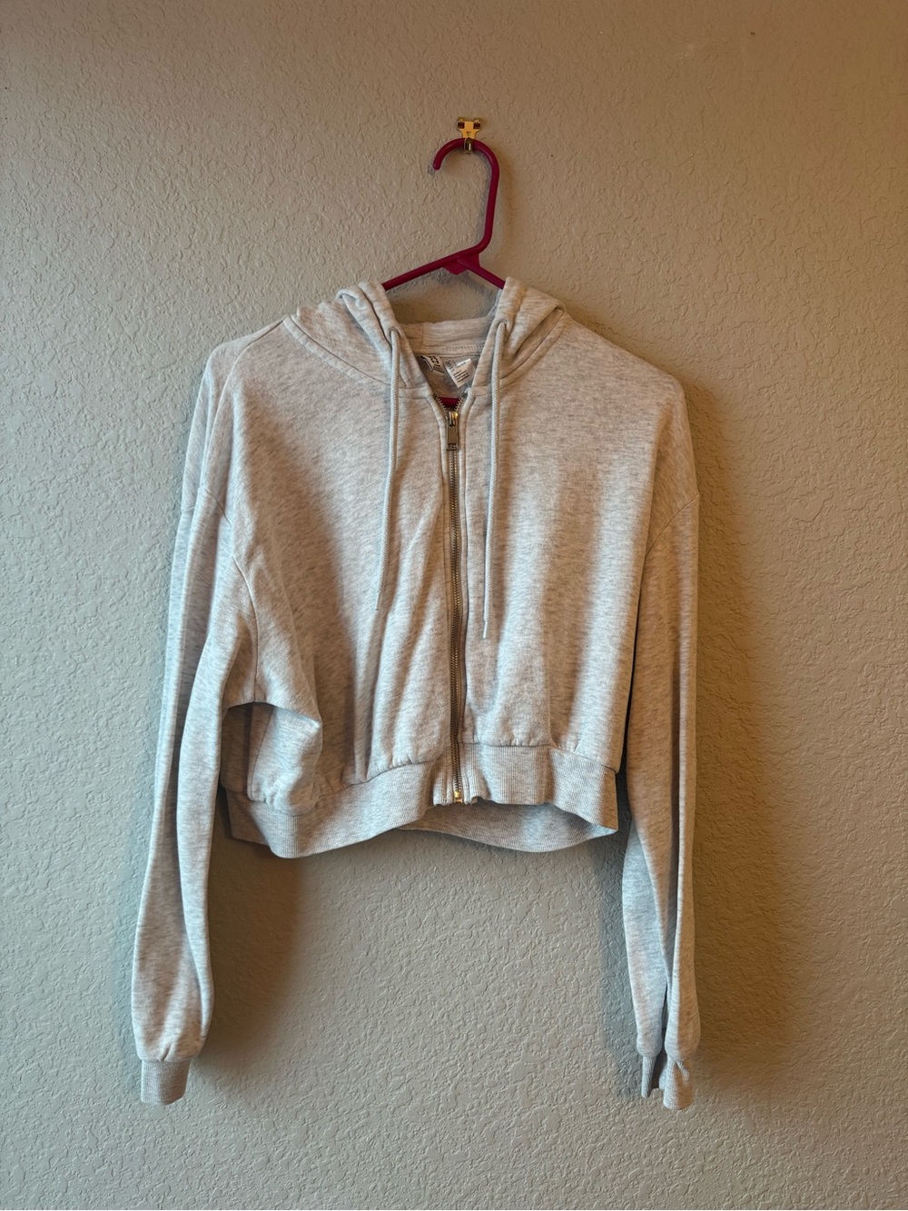 H&M Light Gray Cropped Zip Hoodie Jacket